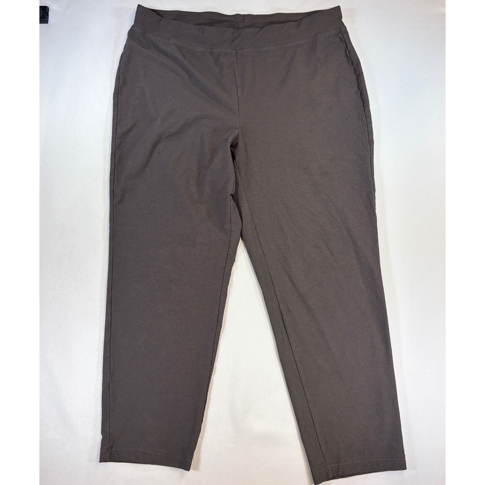Eileen Fisher Pants Womens L Brown Stretch Viscose Pull On Tapered Work Travel